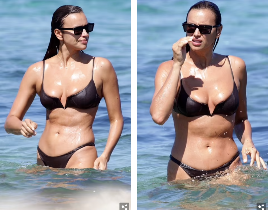 Chân dài xứ bạch dương đình đám làng mốt thế giới mặc bộ áo tắm 2 mảnh màu nâu đậm, khoe thân hình nóng bỏng và vòng một căng đầy gợi cảm.