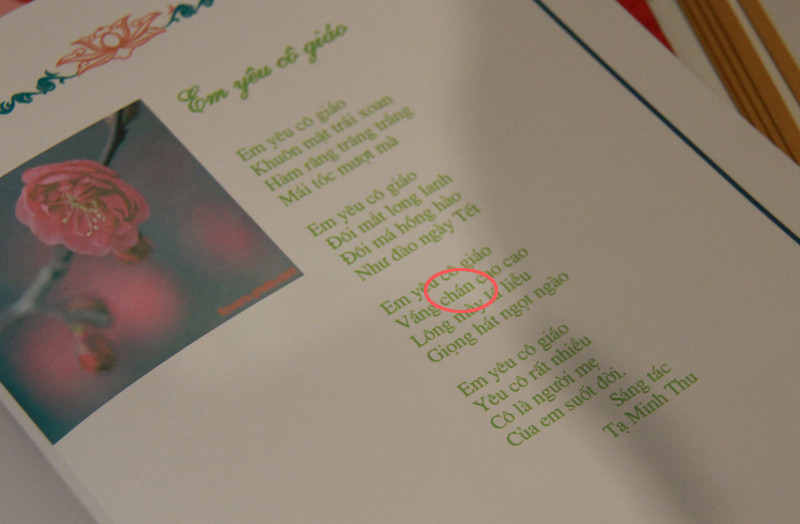 "Vầng trán cao cao" thành "Vầng chán cao cao". Ảnh: Trường Phong.