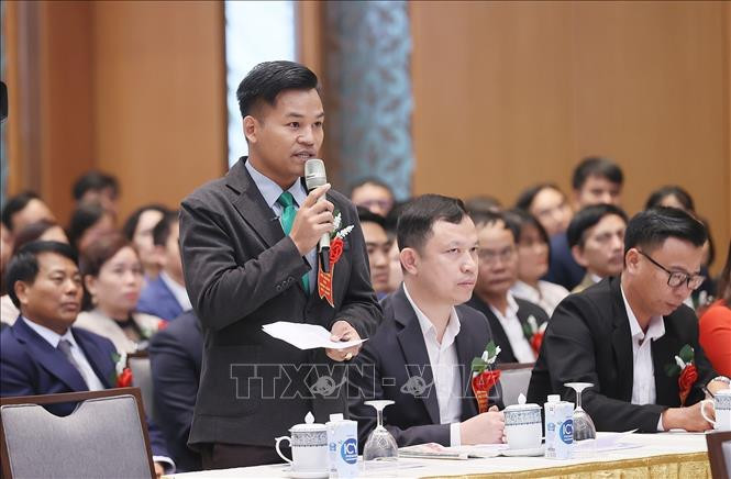 Đại diện nông dân phát biểu. Ảnh: Dương Giang/TTXVN