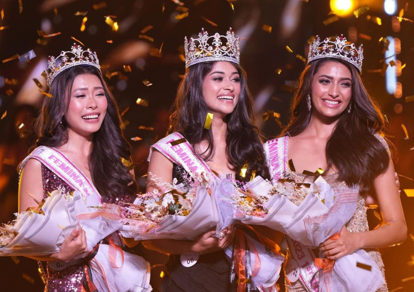 Tối 15/4, người đẹp Nandini Gupta đến từ bang Rajasthan đã đăng quang ngôi vị Femina Miss India - Hoa hậu Ấn Độ 2023. Cô giành quyền đại diện quốc gia tại cuộc thi Miss World - Hoa hậu Thế giới 2023 tổ chức ở UAE vào cuối năm nay. Ngôi vị á hậu 1 và 2 lần lượt thuộc về các người đẹp Shreya Poonja và Thounaojam Strela Luwang.