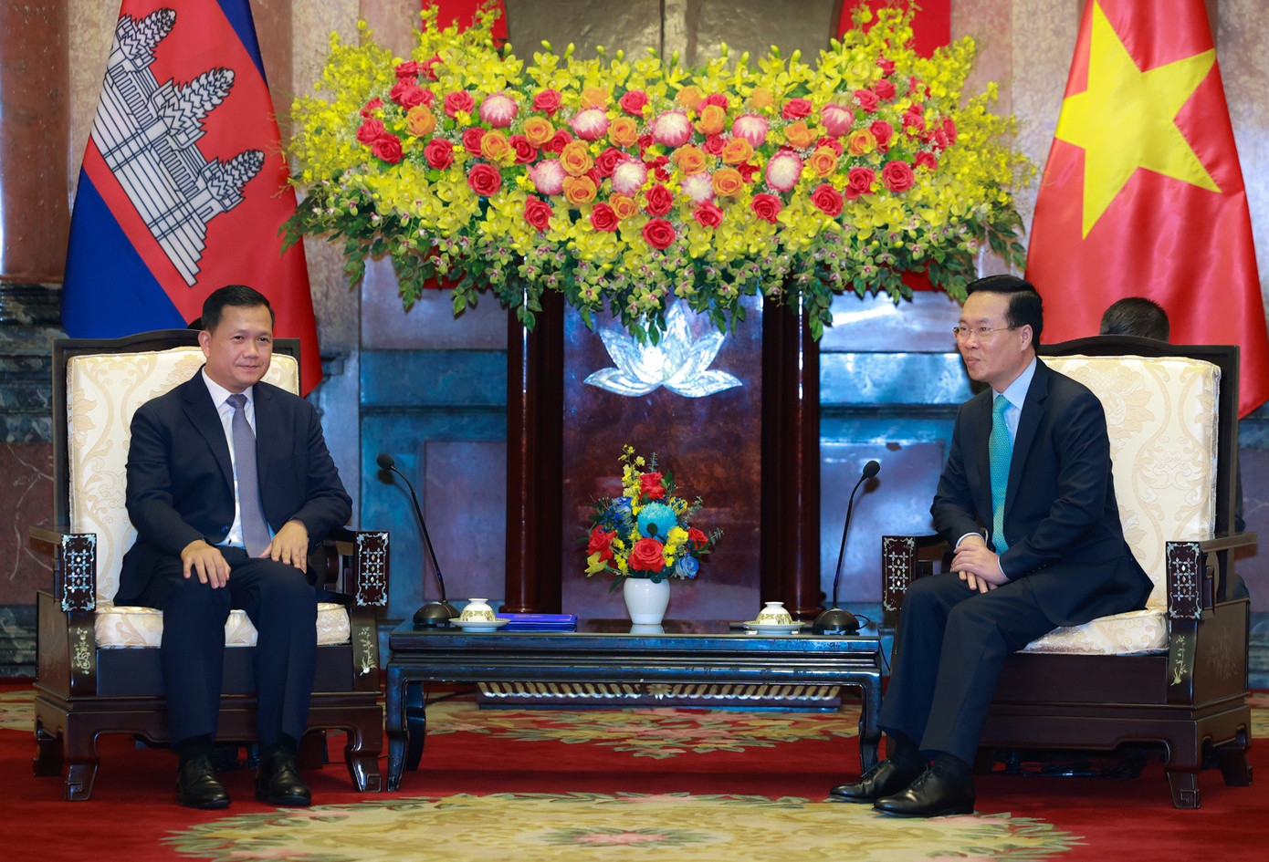 Chủ tịch nước Võ Văn Thưởng tiếp Thủ tướng Campuchia Hun Manet ngày 11/12. (Ảnh: Nhật Minh)