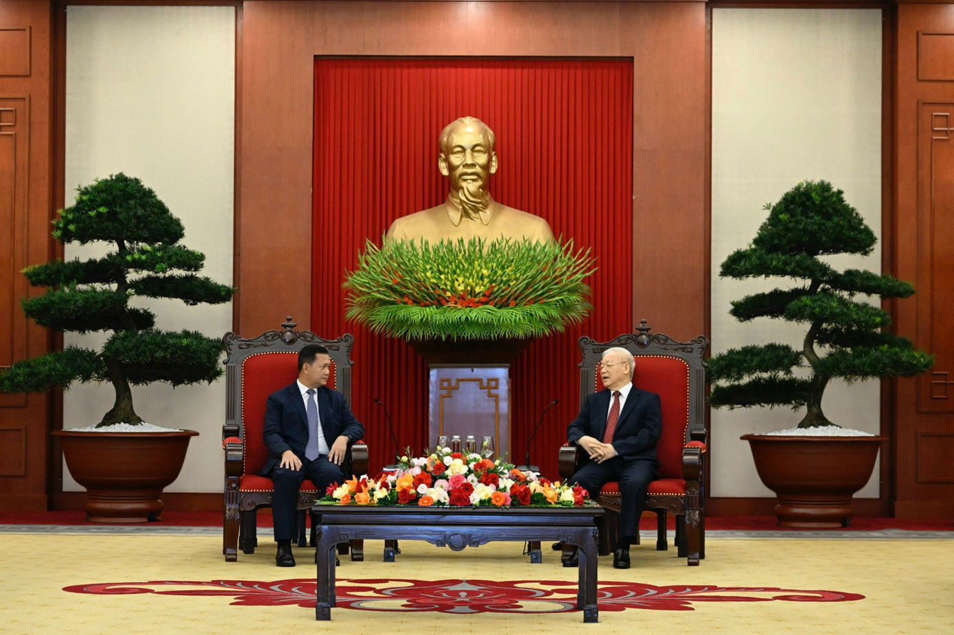 Tổng Bí thư Nguyễn Phú Trọng tiếp Thủ tướng Campuchia Hun Manet. (Ảnh: Nhật Minh) Tổng Bí thư Nguyễn Phú Trọng tiếp Thủ tướng Campuchia Hun Manet. (Ảnh: Nhật Minh)