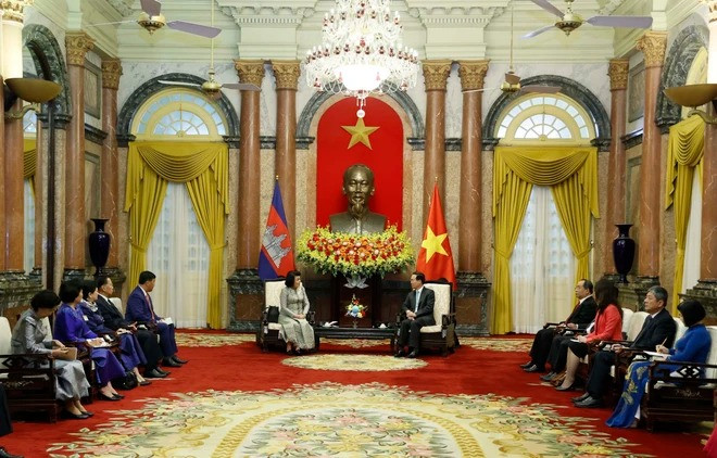 Quang cảnh buổi tiếp. (Ảnh: Thống Nhất/TTXVN) Quang cảnh buổi tiếp. (Ảnh: Thống Nhất/TTXVN)