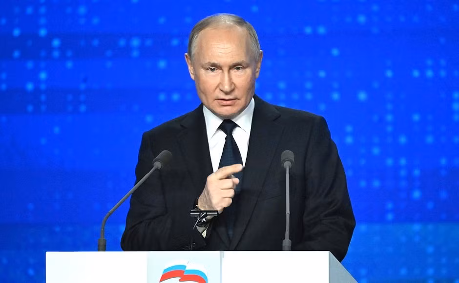 Tổng thống Nga Vladimir Putin phát biểu tại sự kiện. Ảnh: Tass