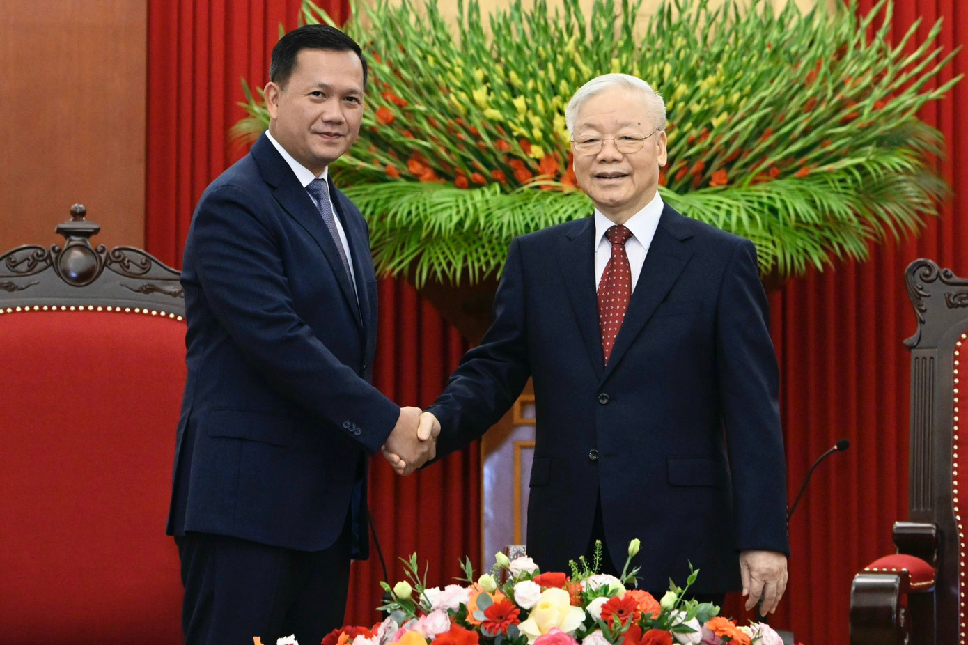 Tổng Bí thư Nguyễn Phú Trọng tiếp Thủ tướng Campuchia Hun Manet. (Ảnh: Nhật Minh) Tổng Bí thư Nguyễn Phú Trọng tiếp Thủ tướng Campuchia Hun Manet. (Ảnh: Nhật Minh)