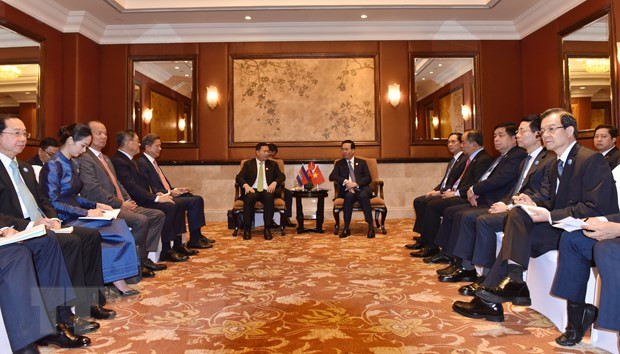 Chủ tịch nước Võ Văn Thưởng tiếp Thủ tướng Campuchia Hun Manet. (Ảnh: Tiến Trung/TTXVN)