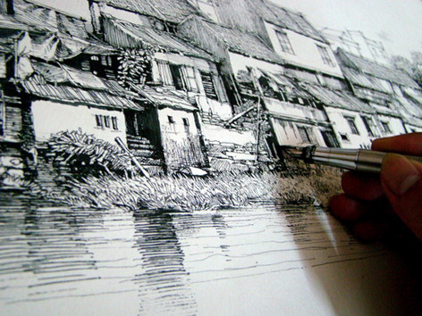 Ký họa sông Vân là tác phẩm gây xúc động cho người xem. Ký họa sông Vân là tác phẩm gây xúc động cho người xem