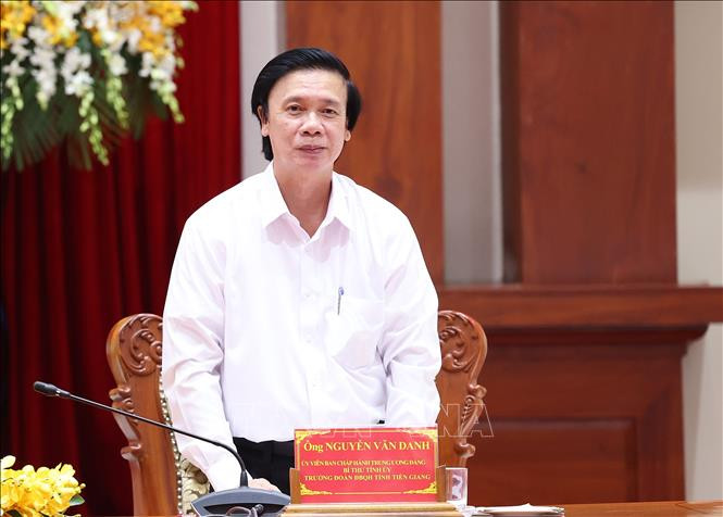 Bí thư Tỉnh ủy Tiền Giang Nguyễn Văn Danh phát biểu. Ảnh: Dương Giang/TTXVN