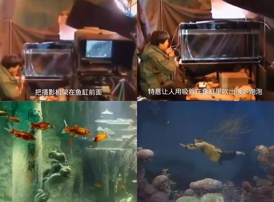 Hậu trường quay cảnh Long Cung bằng cách quay xuyên qua bể cá.