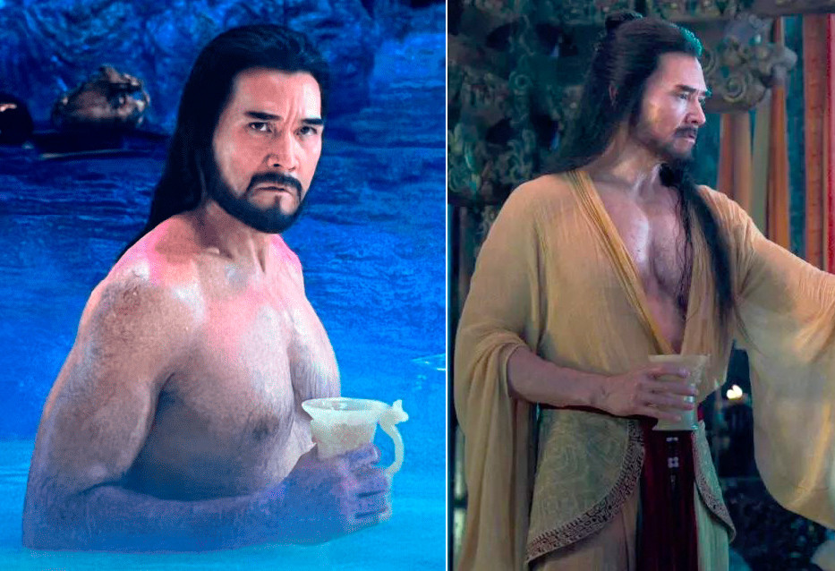 Trụ Vương cơ bắp nhất màn ảnh - Phí Tường sinh năm 1960, có dòng máu lai giữa mẹ là người Trung Quốc và cha là người Mỹ. Trong hàng chục năm hoạt động nghệ thuật, ông là nam thần của nữ giới Trung Quốc. Dù đã bước sang tuổi 64, Phí Tường (trái) vẫn khiến khán giả say mê với hình ảnh Trụ Vương quyến rũ, sát phạt quyết đoán cùng cơ bắp cuồn cuộn trong Phong thần tam bộ khúc 1 (2023). Cùng tuổi với Phí Tường nhưng diễn viên gạo cội Nghê Đại Hồng thường đóng các nhân vật đứng tuổi, ngoại hình già nua.