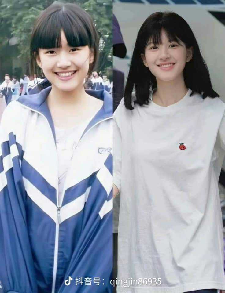 Triệu Lộ Tư khi còn là học sinh và tạo hình mới trong phim khi cô đã 26 tuổi không có nhiều khác biệt.