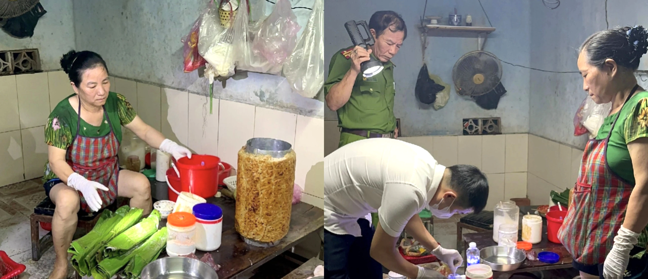 Xử phạt bà Nguyễn Thị Huệ-sản xuất, buôn bán chả chứa hàn the ở TP Đông Hà, tỉnh Quảng Trị. Ảnh: CA