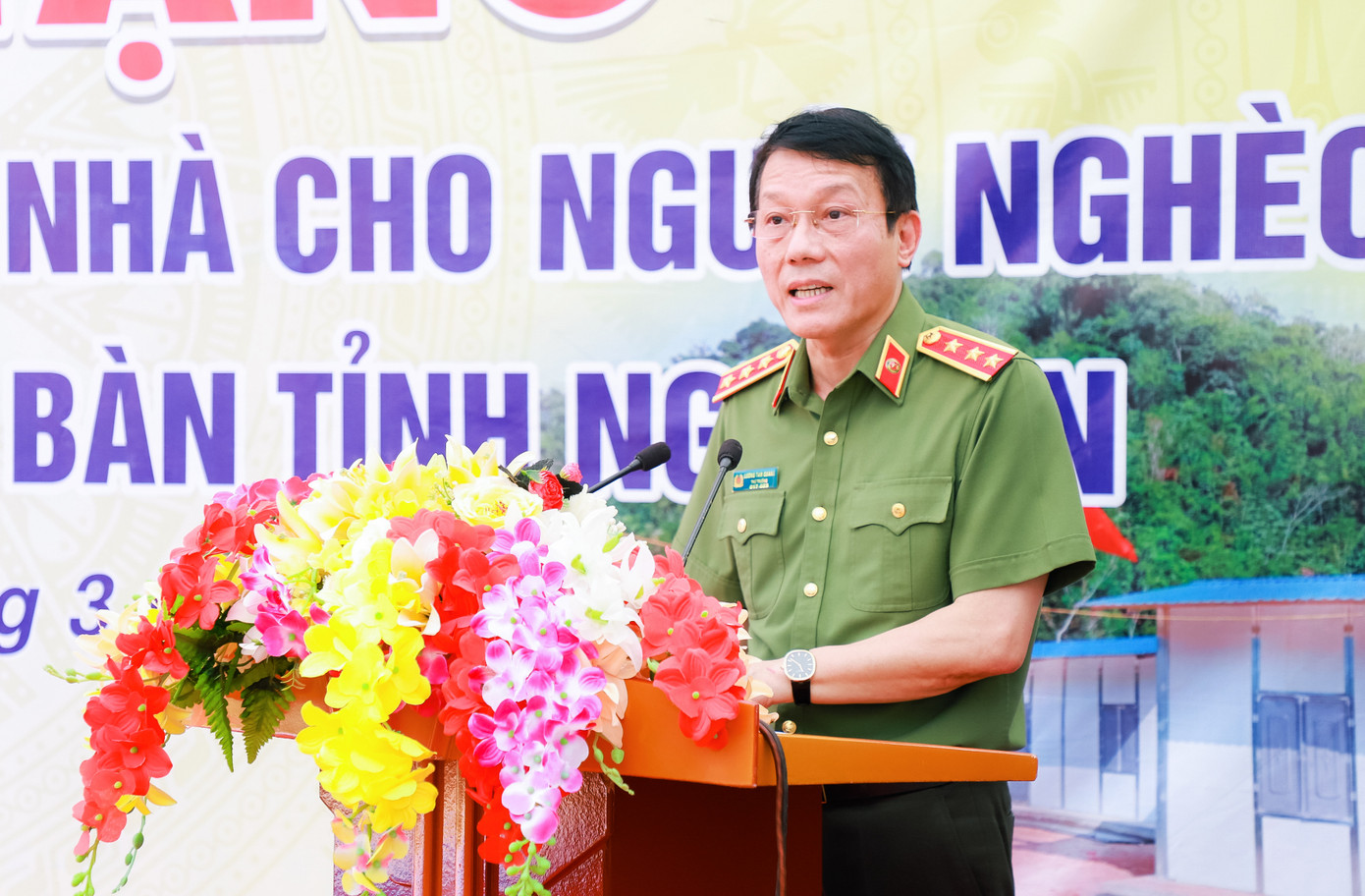 Thượng tướng Lương Tam Quang - Thứ trưởng Bộ Công an phát biểu tại buổi lễ