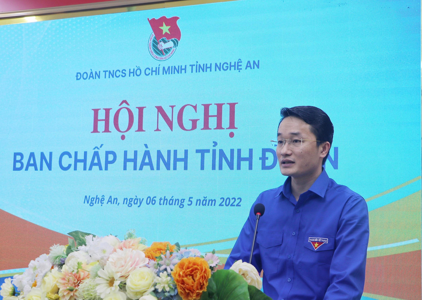 Anh Trần Linh - Phó Bí thư Tỉnh đoàn Nghệ An phát biểu nhận nhiệm vụ.