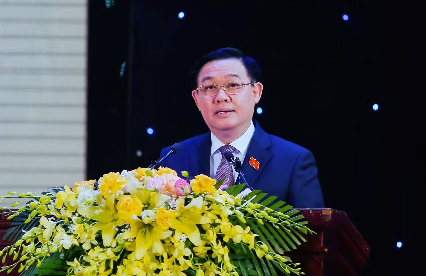 Chủ tịch Quốc hội Vương Đình Huệ phát biểu tại buổi lễ.