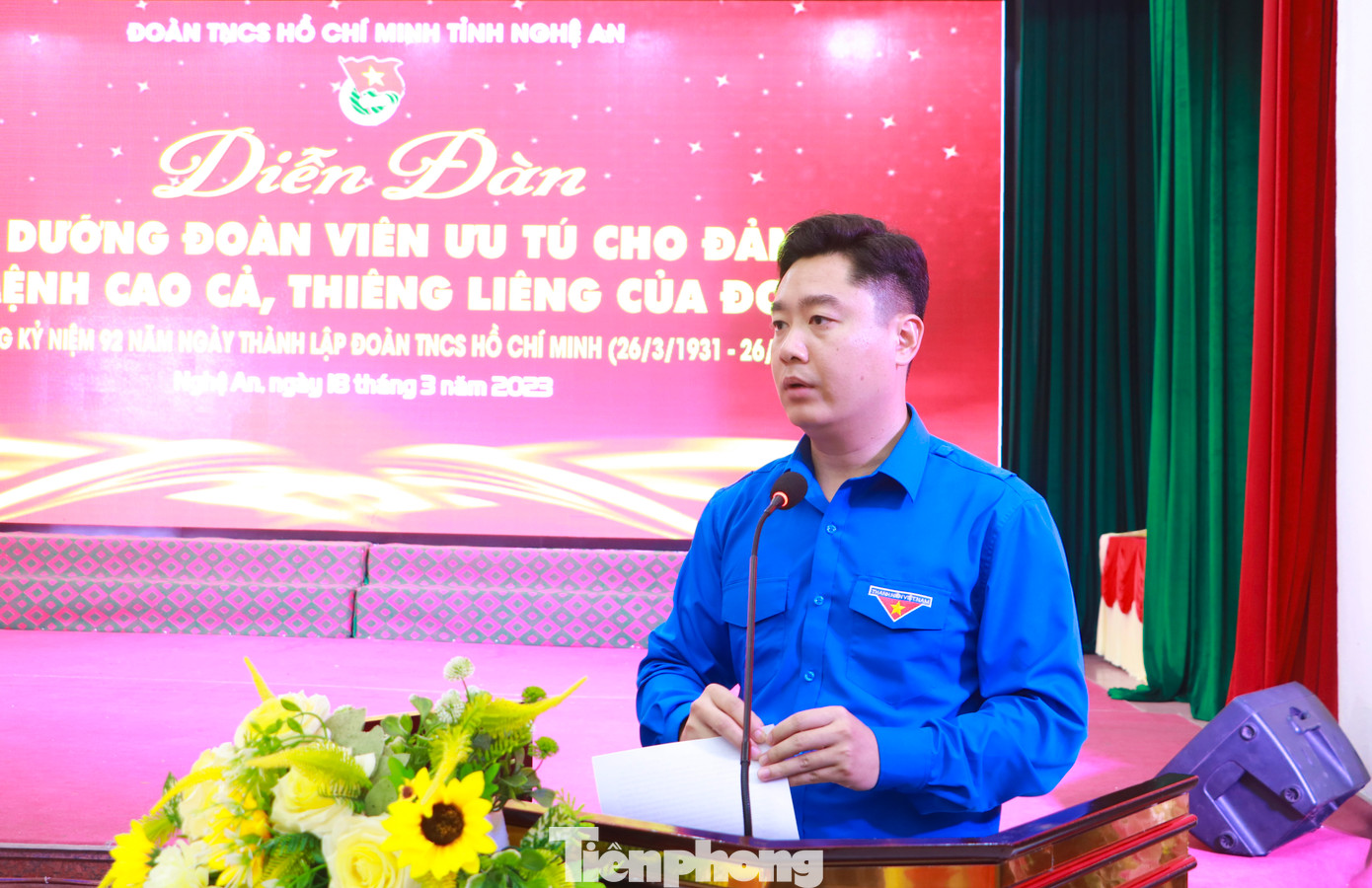 Bí thư Tỉnh Đoàn Nghệ An Lê Văn Lương phát biểu kết luận Diễn đàn.