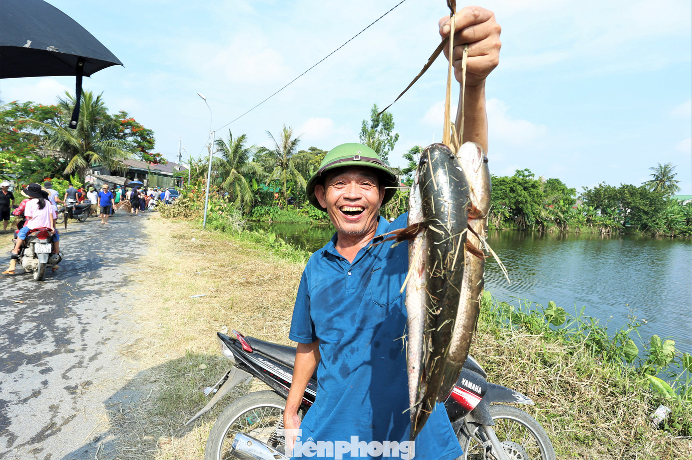Các loại cá bắt được chủ yếu là cá lóc, trắm, chép, rô phi, mè…Dưới thời tiết bắt đầu nắng nóng, nơm thủ vui vẻ, tươi cười với thành quả đạt được. Nhiều người dân cũng đến mua cá do vừa được bắt lên khỏi hồ.