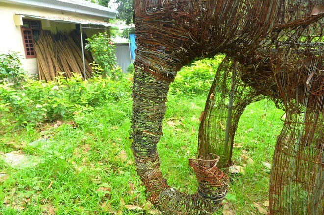 Bẫy thú được gắn kết tạo nên hình cặp voi mẹ con