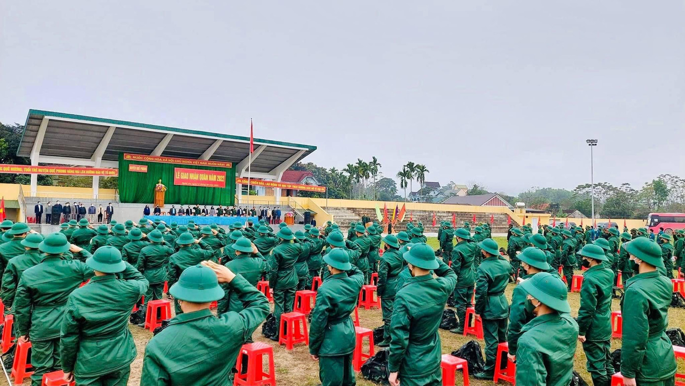 Năm 2022, tỉnh Nghệ An được giao chỉ tiêu 3.394 công dân nhập ngũ. Trong đó, có 3.150 công dân nhập ngũ vào quân đội (tăng 50 công dân so với năm 2021) và 244 công dân nhập ngũ vào công an.