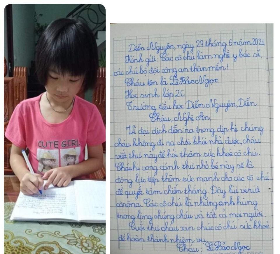 Lá thư của em Lê Bảo Ngọc – học sinh lớp 2C, trường tiểu học Diễn Nguyên, huyện Diễn Châu (Nghệ An).