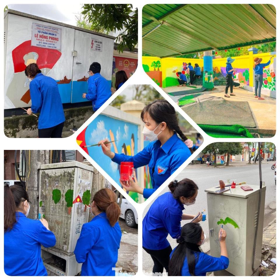 Tuổi trẻ Nghệ An triển khai các mô hình “Bức tường bích hoạ”, “Cột điện nở hoa” vừa mang tính tuyên truyền giáo dục, vừa tô điểm cảnh đẹp cho môi trường.