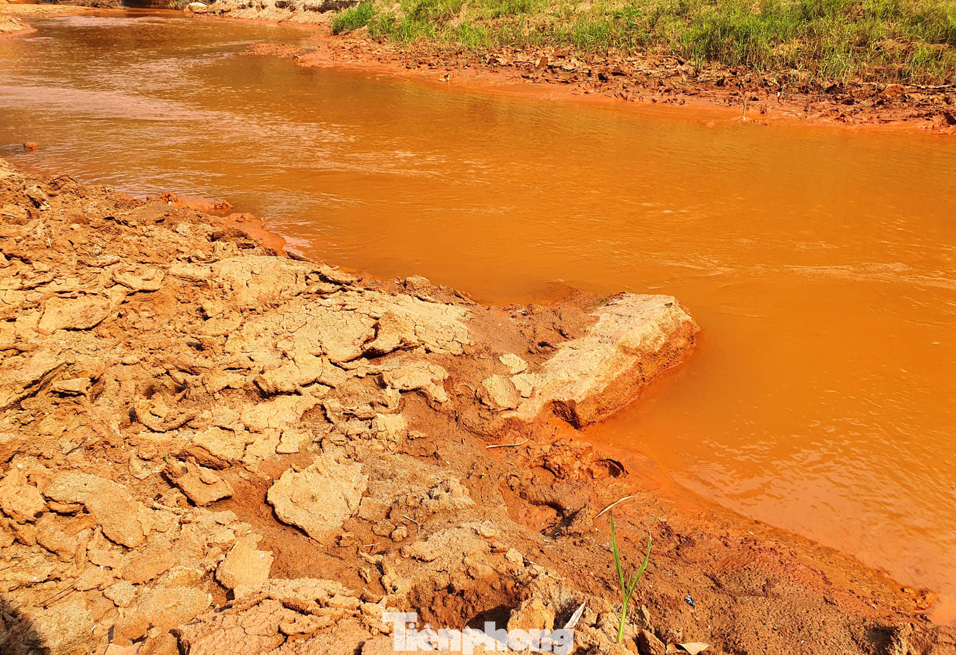 Nhiều khu vực trên sông Nậm Tôn nước đỏ ngầu, bùn đặc quánh, có khu vực bùn sâu hơn 1m. Nhiều khu vực trên sông Nậm Tôn nước đỏ ngầu, bùn đặc quánh, có khu vực bùn sâu hơn 1m.