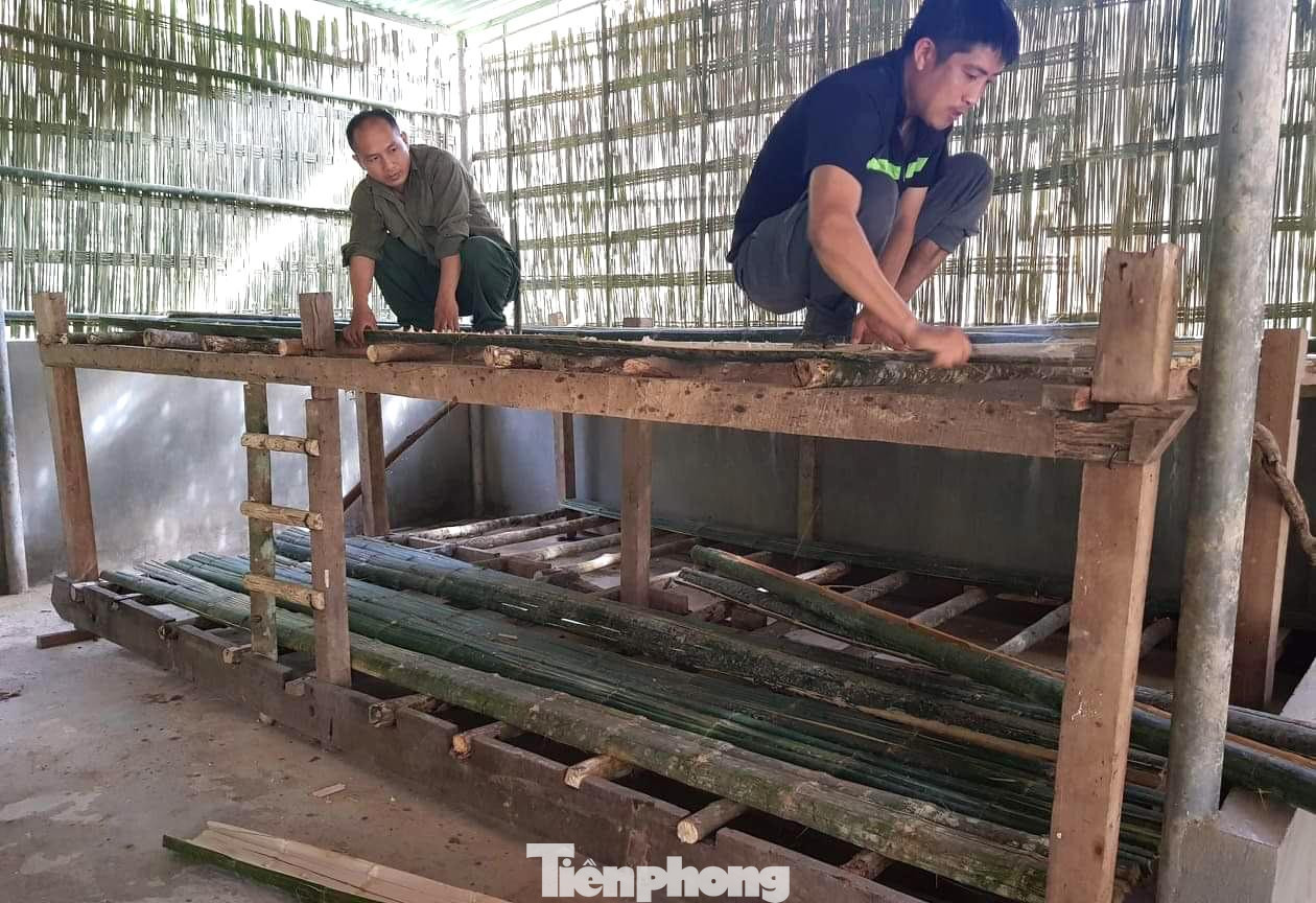 Để tránh mưa, nắng, các giáo viên và phụ huynh phải mang thêm nứa bao xung quanh nhà kho. “Mùa hè thì nóng bức, mùa đông nơi vùng biên giới này cũng rất lạnh. Cấp bách nhất là nguồn nước sinh hoạt hàng ngày cho học sinh cũng đang thiếu trầm trọng, thầy trò phải ra suối lấy nước nên rất nguy hiểm”, thầy Hải nói. Để tránh mưa, nắng, các giáo viên và phụ huynh phải mang thêm nứa bao xung quanh nhà kho. “Mùa hè thì nóng bức, mùa đông nơi vùng biên giới này cũng rất lạnh. Cấp bách nhất là nguồn nước sinh hoạt hàng ngày cho học sinh cũng đang thiếu trầm trọng, thầy trò phải ra suối lấy nước nên rất nguy hiểm”, thầy Hải nói.