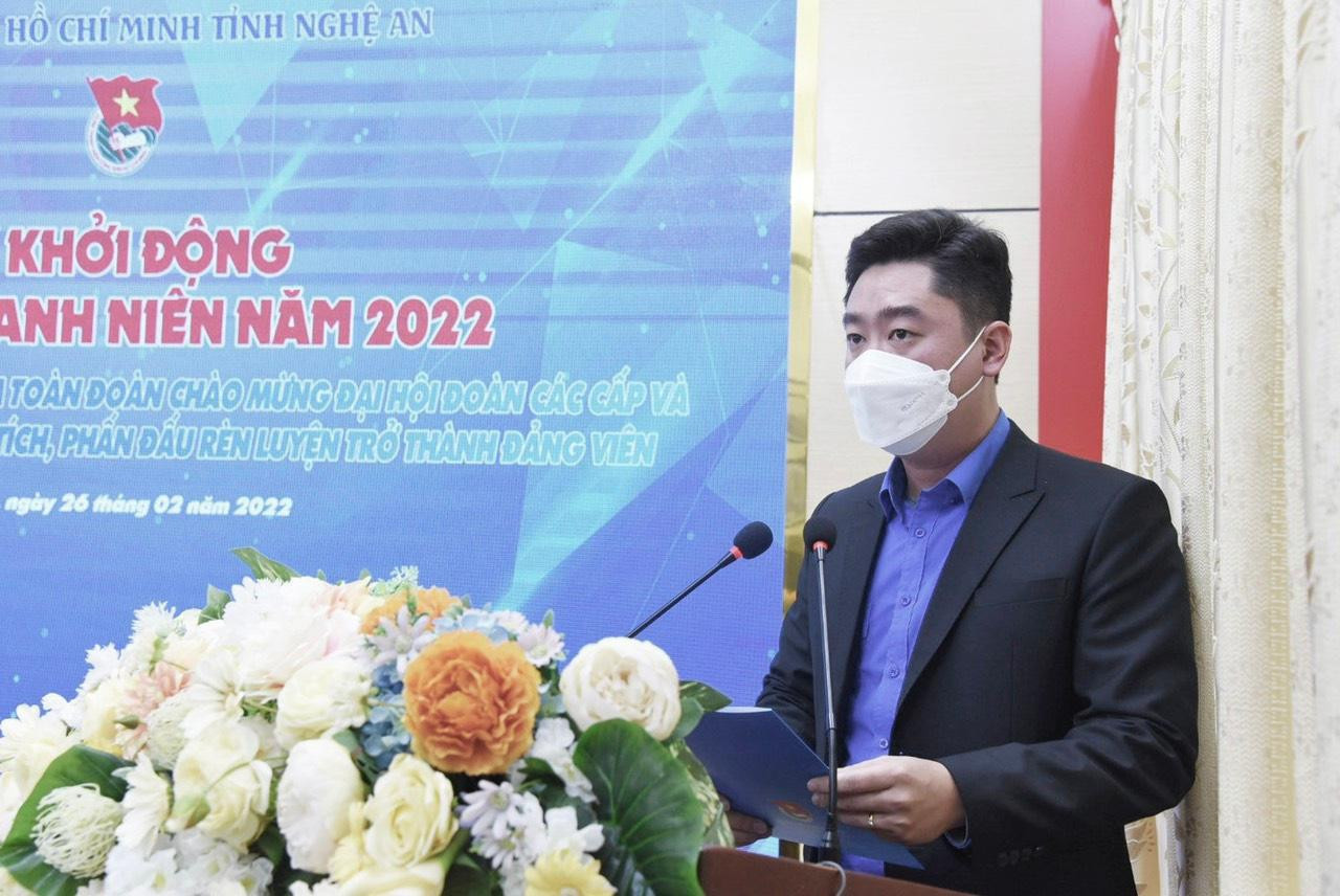 Anh Lê Văn Lương - UV BCH TW Đoàn, Bí thư Tỉnh đoàn Nghệ An phát động Tháng Thanh niên 2022.