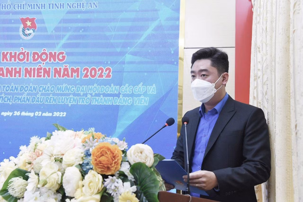 Anh Lê Văn Lương - UV BCH TW Đoàn, Bí thư Tỉnh đoàn Nghệ An phát động Tháng Thanh niên 2022.