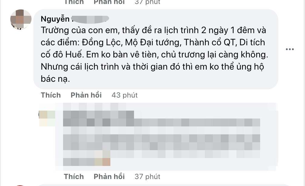 Trên mạng xã hội xuất hiện nhiều luồng ý kiến về việc đưa học sinh đi học tập trải nghiệm ngoại tỉnh và về vấn đề lịch trình đi, địa điểm đi thế nào cho phù hợp.