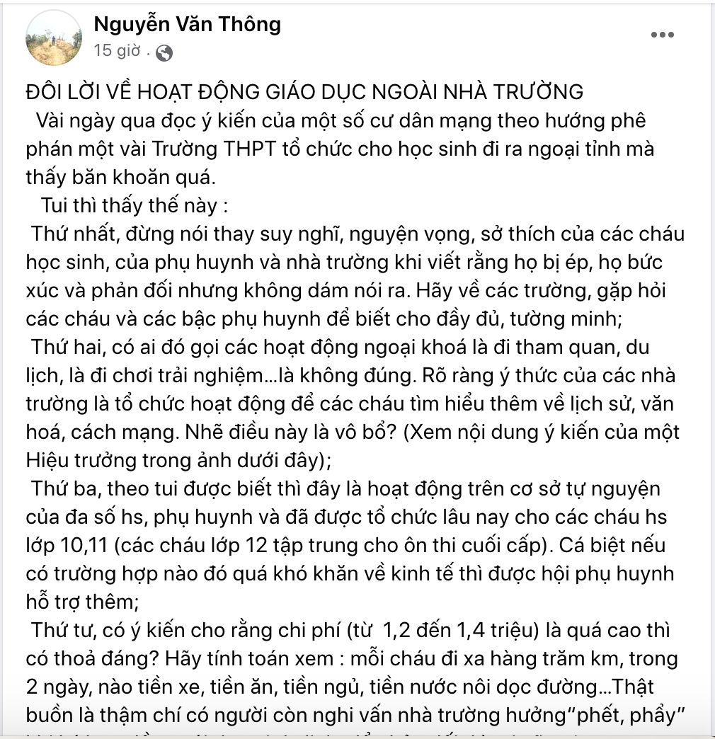 Trên fb, Ông Nguyễn Văn Thông- Phó Bí thư Thường trực Tỉnh ủy Nghệ An phân tích những vấn đề đang được quan tâm lên mạng xã hội facebook và được rất nhiều người ủng hộ, chia sẻ.