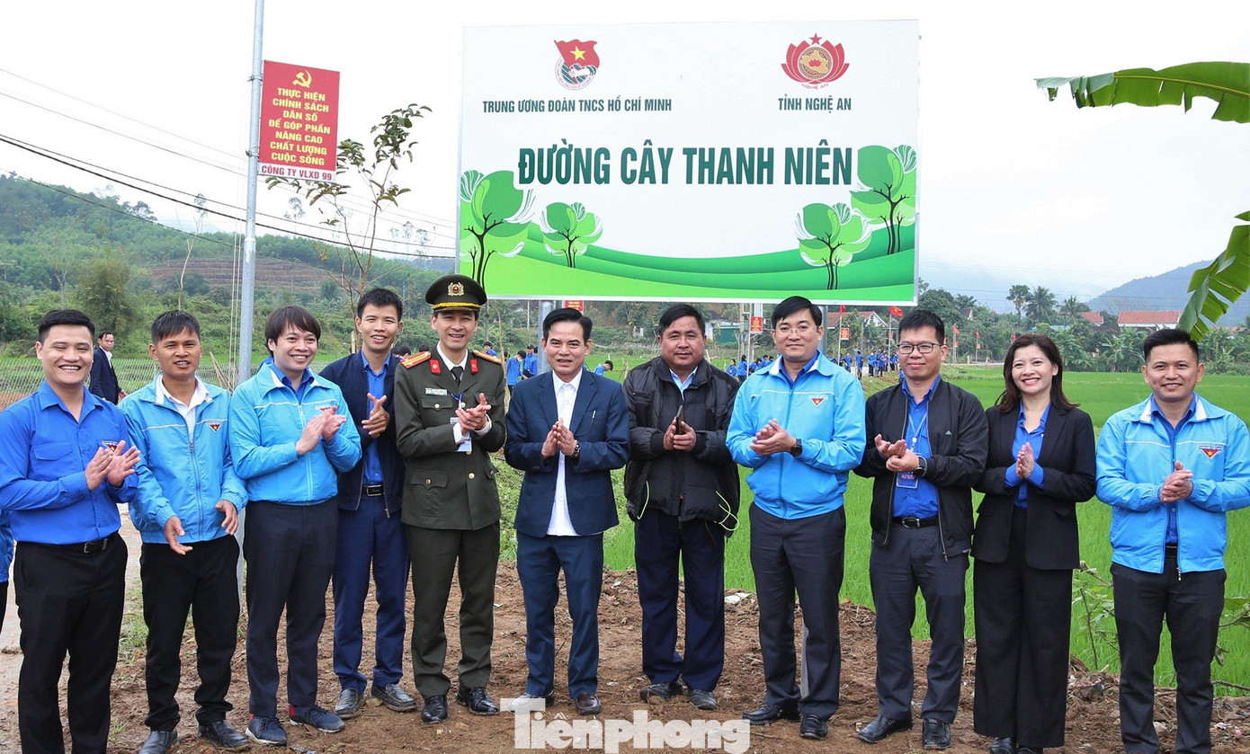 Đường cây thanh niên với 300 cây bằng lăng do T.Ư Đoàn và tỉnh Nghệ An triển khai ở xã Nam Hưng, huyện Nam Đàn.