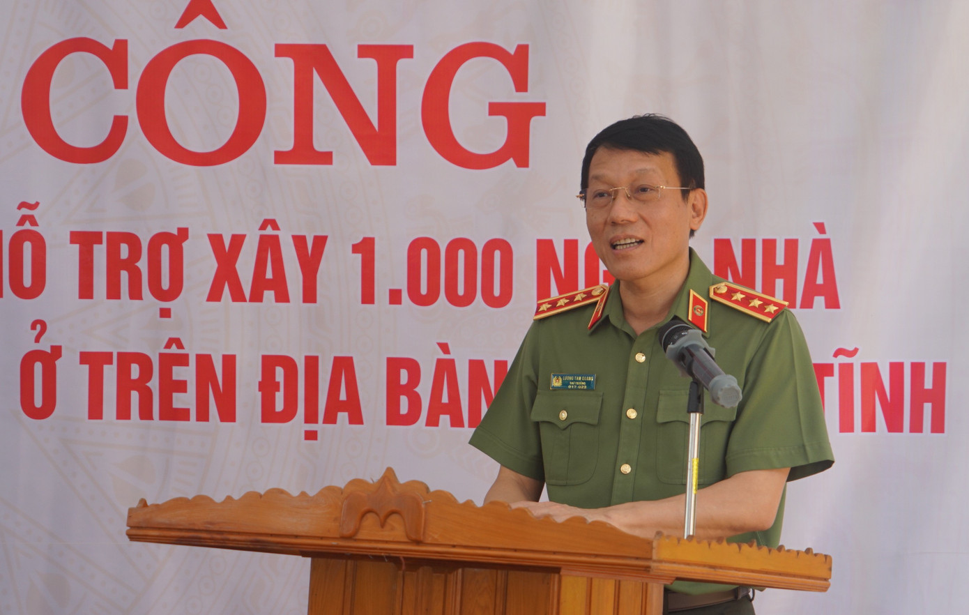 Thượng tướng Lương Tam Quang, Thứ trưởng Bộ Công an phát biểu tại buổi lễ.