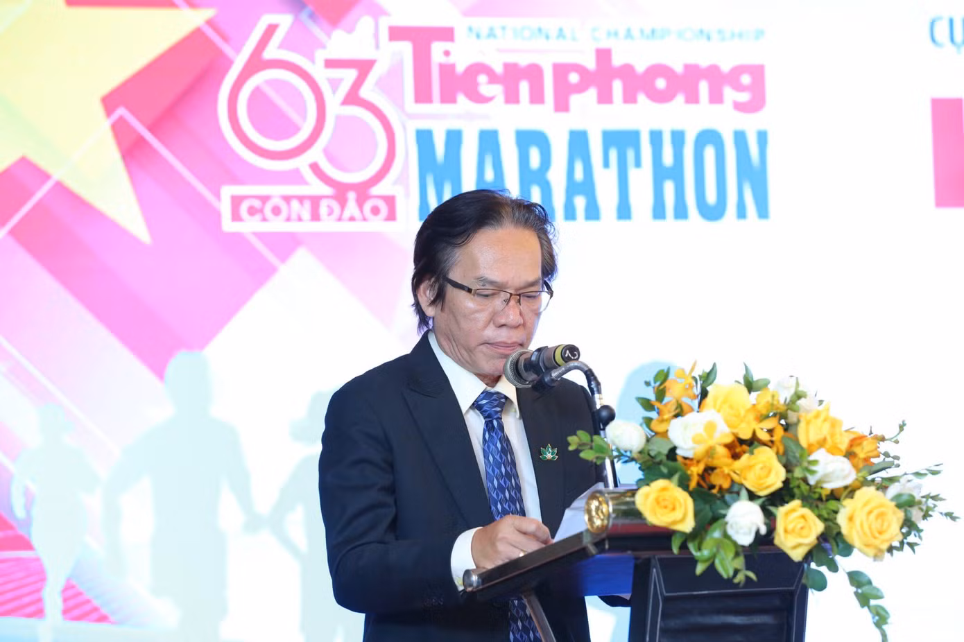 Ông Nguyễn An – Giám đốc thương mại Công ty sâm Ngọc Linh Kon Tum K5 phát biểu tại buổi họp báo Tiền Phong Marathon 2022.