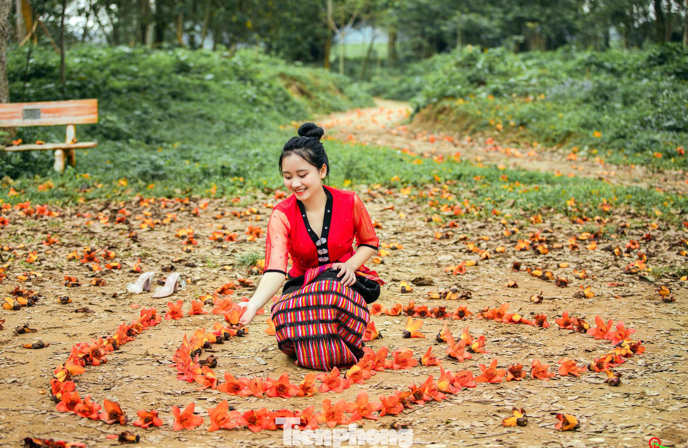 Kết hình trái tim dưới gốc cây gạo bình yên.