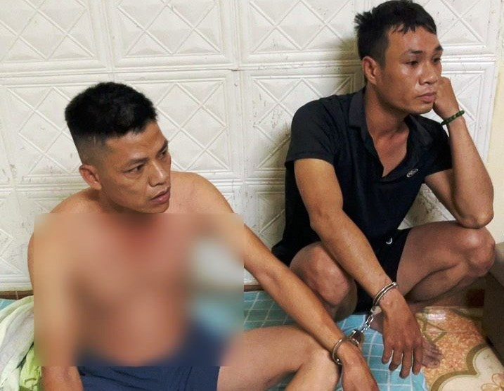 2 đối tượng Nguyễn Văn Cường và Lê Đình Giang tại thời điểm bị bắt giữ. 2 đối tượng Nguyễn Văn Cường và Lê Đình Giang tại thời điểm bị bắt giữ.