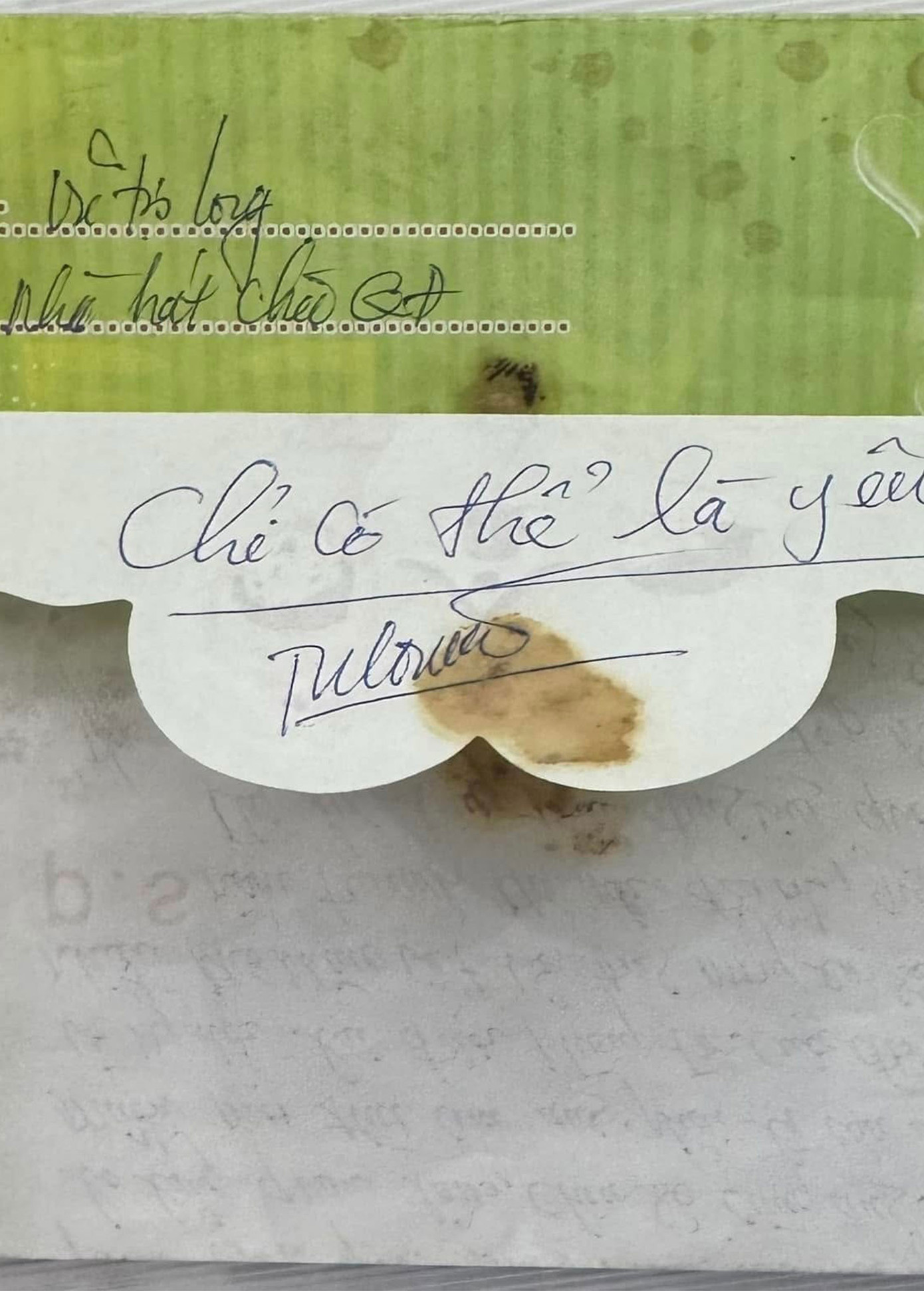 Bức thư NSND Tự Long viết cho vợ cách đây 11 năm. Ảnh: FBNV.