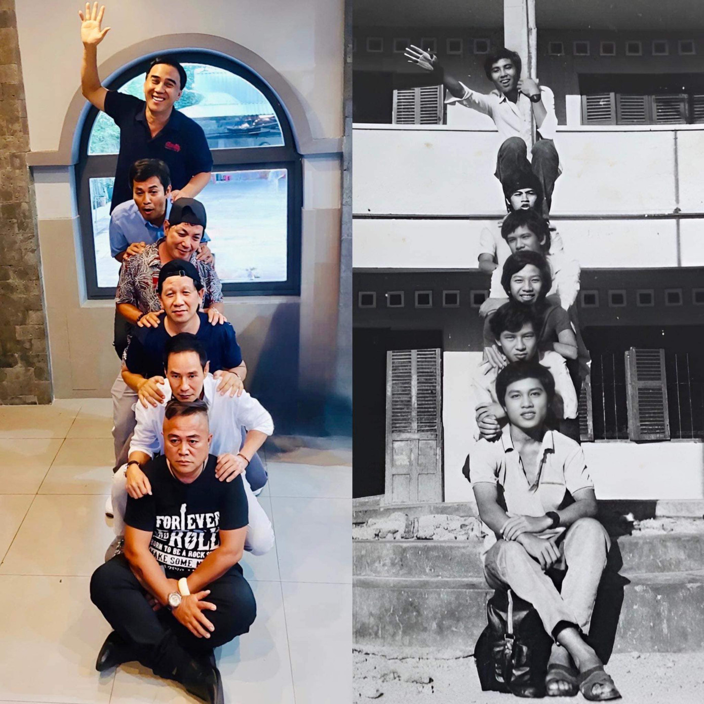 Quyền Linh, Lý Hải và các bạn học bắt trend "ngày ấy - bây giờ".