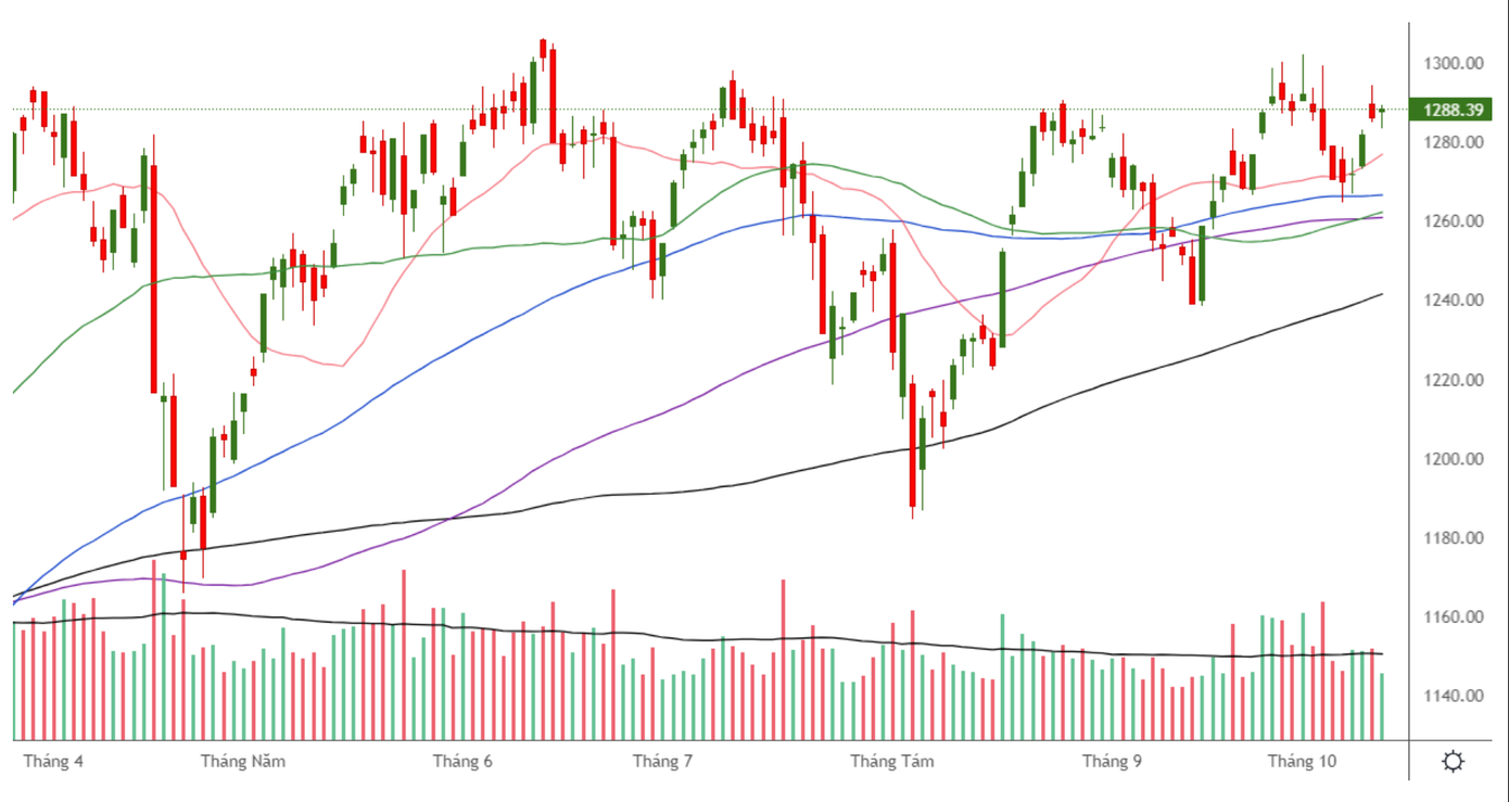 Thị trường đã lấy lại đà hồi phục, duy trì trong vùng giá 1.280 - 1.300 điểm.