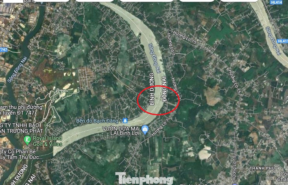 Vị trí công trình cầu Bạch Đằng 2 bắc qua sông Đồng Nai (Ảnh: Chụp từ vệ tinh) Vị trí công trình cầu Bạch Đằng 2 bắc qua sông Đồng Nai (Ảnh: Chụp từ vệ tinh)
