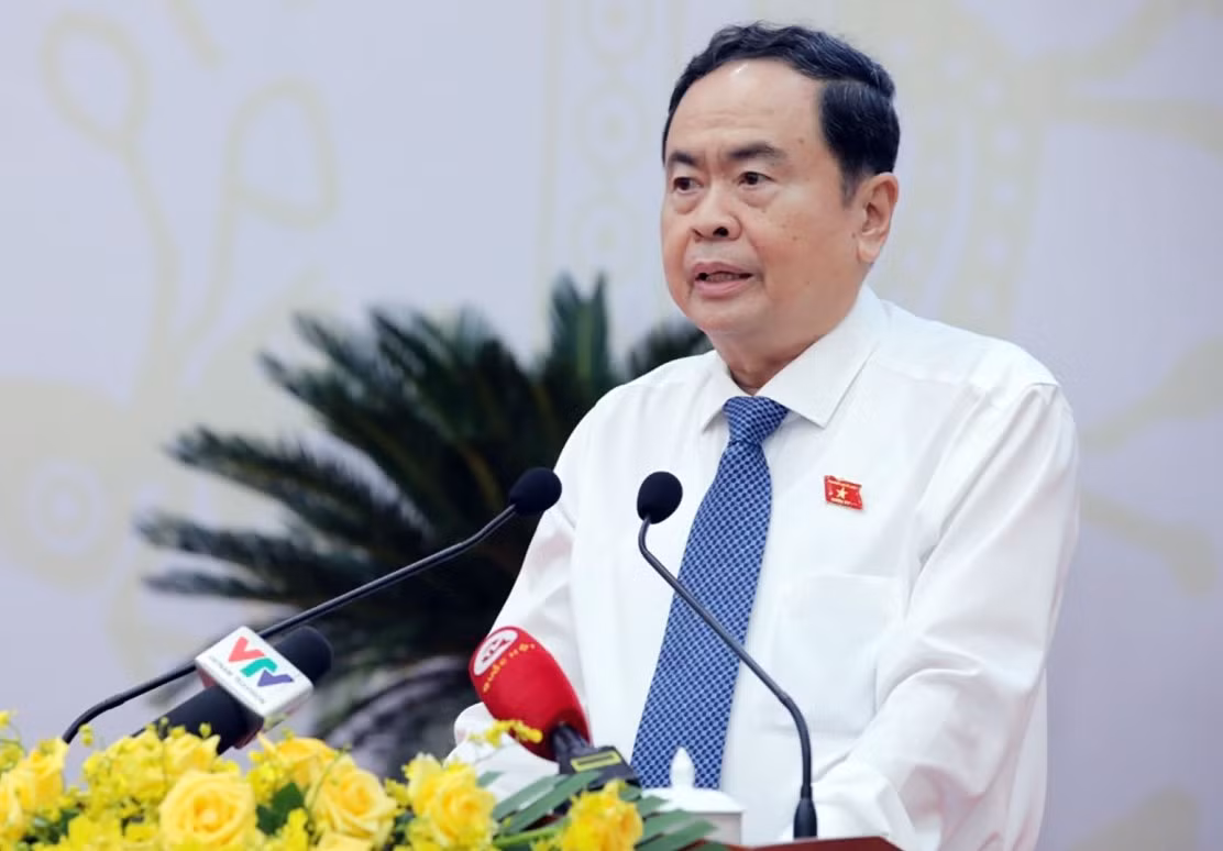 Chủ tịch Quốc hội Trần Thanh Mẫn phát biểu tại kỳ họp của HĐND tỉnh Bình Phước (Ảnh: Trương Hiện)