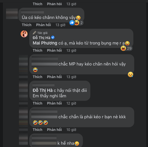 Đỗ Thị Hà trả lời fan khi bị nghi dùng app kéo chân.