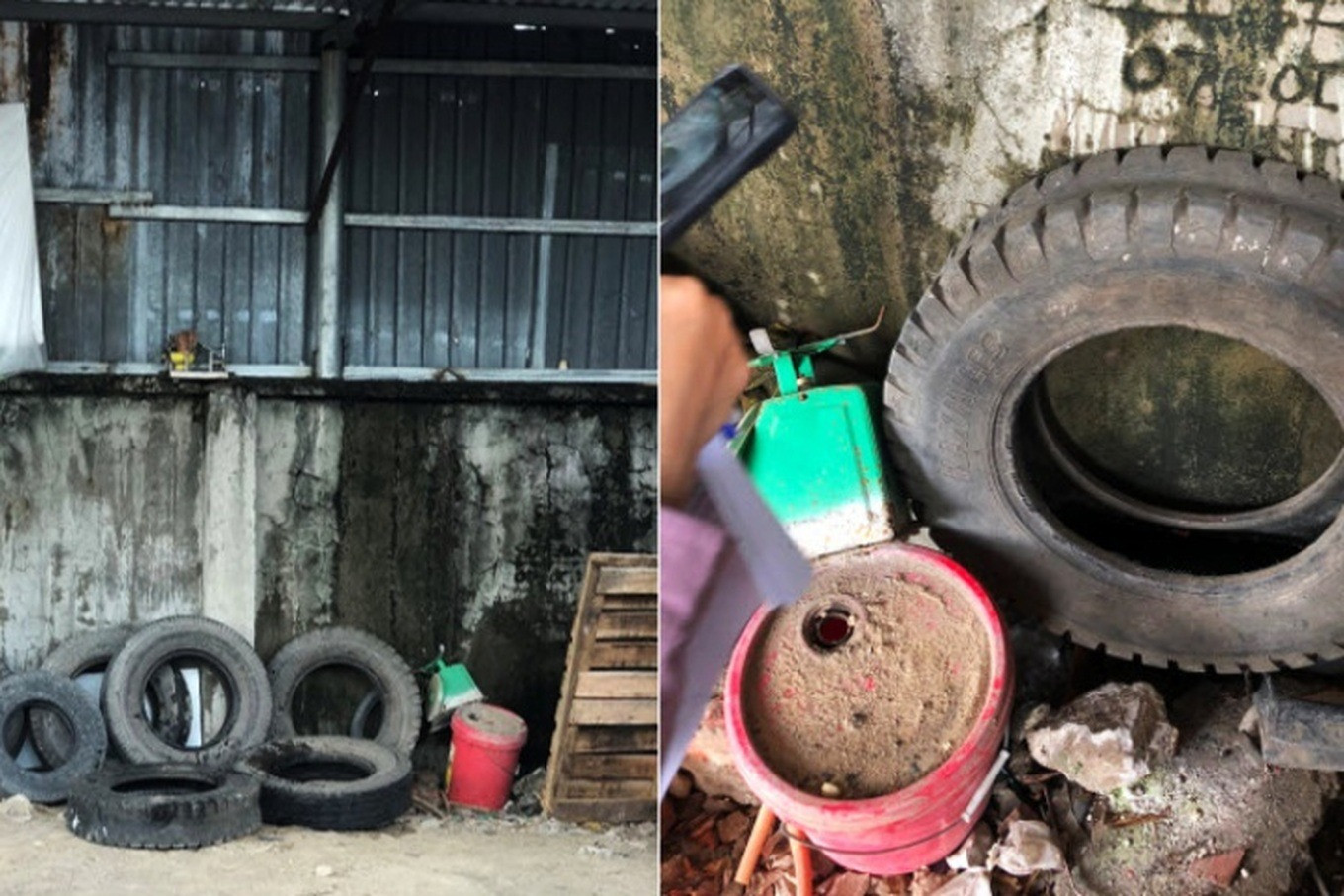 Vỏ xe gây đọng nước là nơi sinh sống lý tưởng của lăng quăng, tiềm ẩn nguy cơ gây bệnh sốt xuất huyết (Ảnh: HCDC).