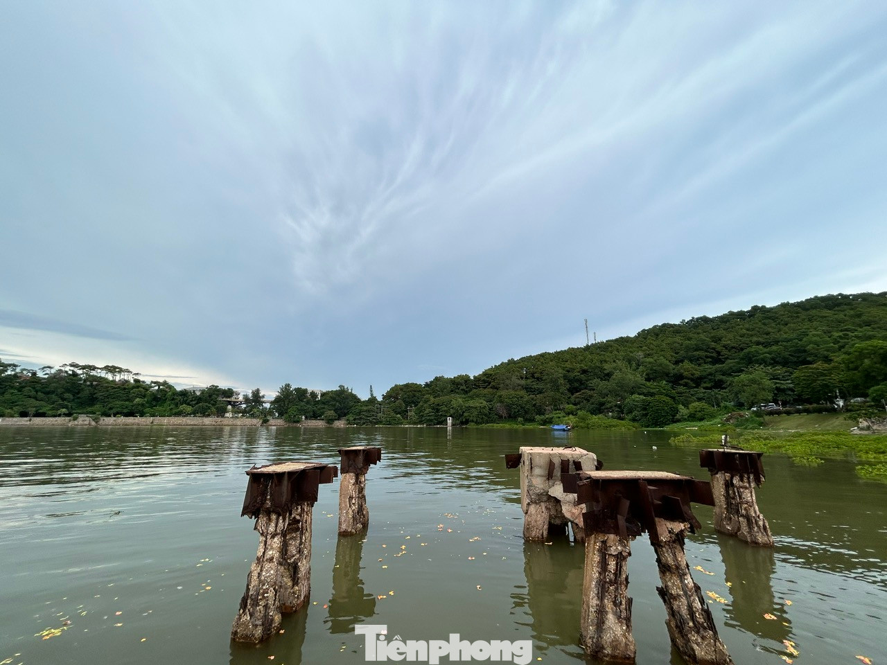 Lễ thả tàu được thực hiện ngay sát các cọc trụ của cầu tàu bến tàu không số xưa.