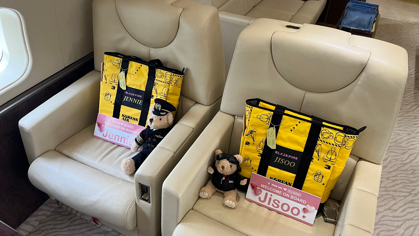 Nội thất bên trong chuyên cơ dành cho BlackPink. Ảnh: Korean Air. Nội thất bên trong chuyên cơ dành cho BlackPink. Ảnh: Korean Air.