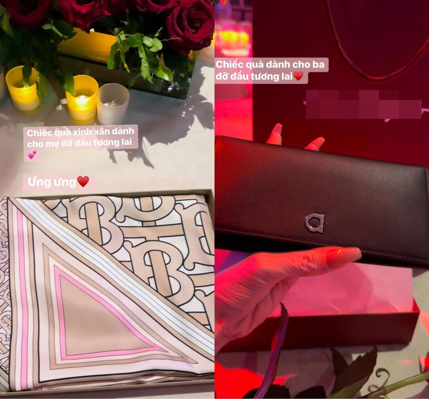 Huyền Baby khoe quà Linh Rin và Phillip Nguyễn tặng hai vợ chồng cô khi dự đám cưới. Huyền Baby khoe quà Linh Rin và Phillip Nguyễn tặng hai vợ chồng cô khi dự đám cưới.