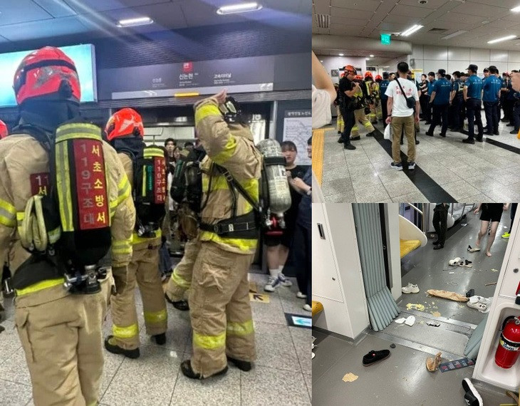 Lính cứu hỏa đến hiện trường khi nghe báo cáo về sự cố rò rỉ khí ga gây hỗn loạn. Lính cứu hỏa đến hiện trường khi nghe báo cáo về sự cố rò rỉ khí ga gây hỗn loạn.