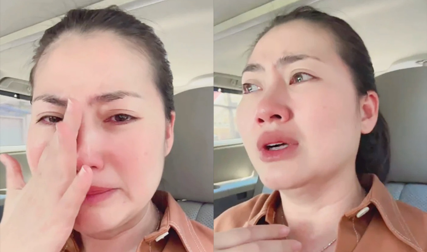 Ngọc Lan bật khóc trong livestream trưa 7/4.