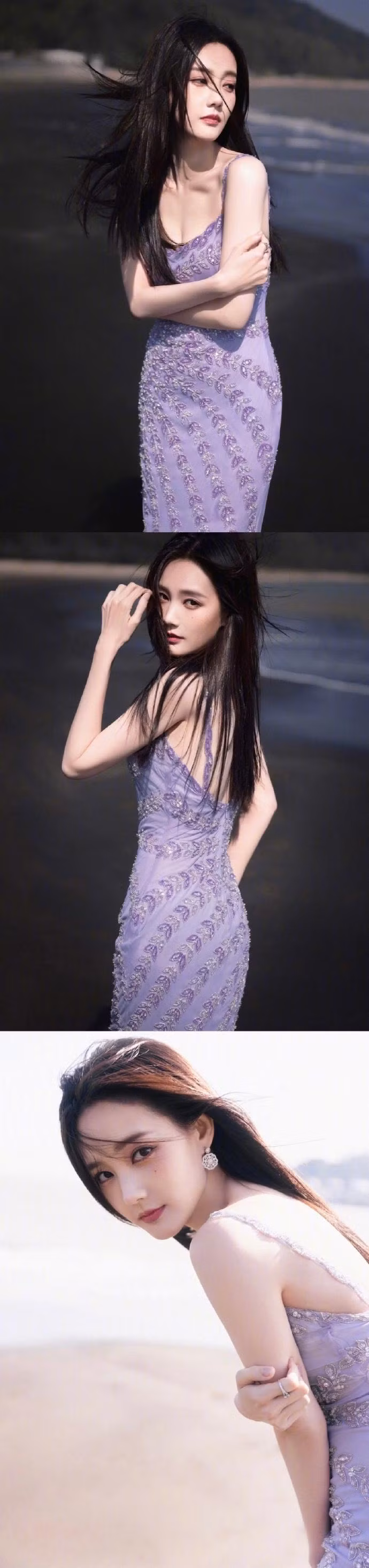 Lý Thấm vừa mong manh, vừa gợi cảm với sắc tím. Lý Thấm vừa mong manh, vừa gợi cảm với sắc tím.