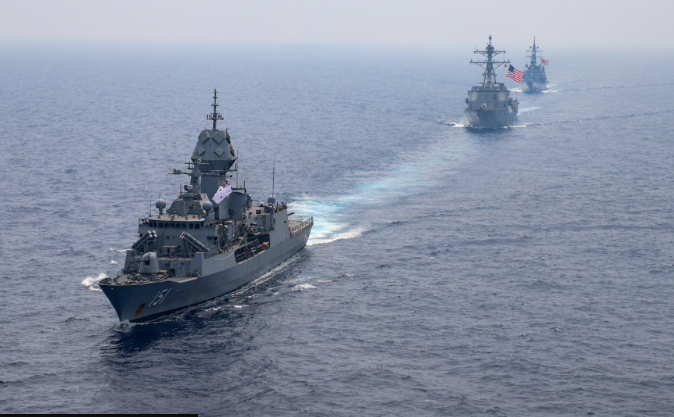 Các tàu tham gia đợt tập trận chung. (Ảnh: Hải quân Mỹ) Các tàu tham gia đợt tập trận chung. (Ảnh: Hải quân Mỹ)